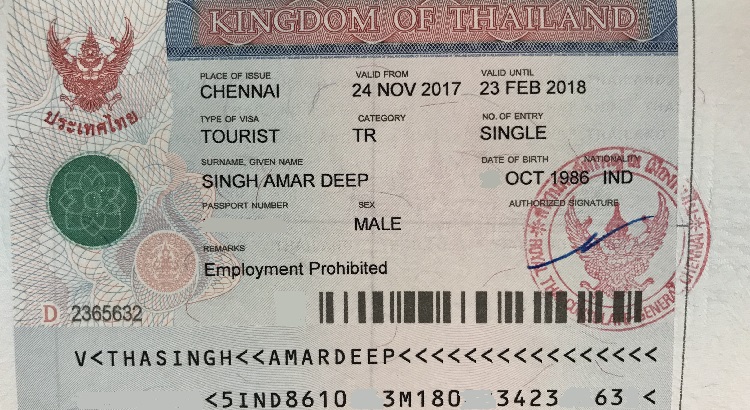 tourist visa from india to thailand