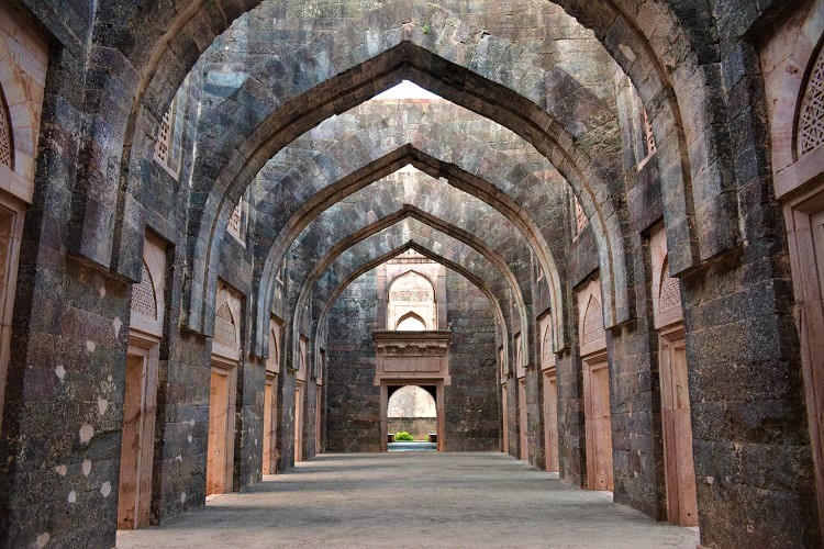 Inside Hindola Mahal in Mandav Garh in Madhya Pradesh